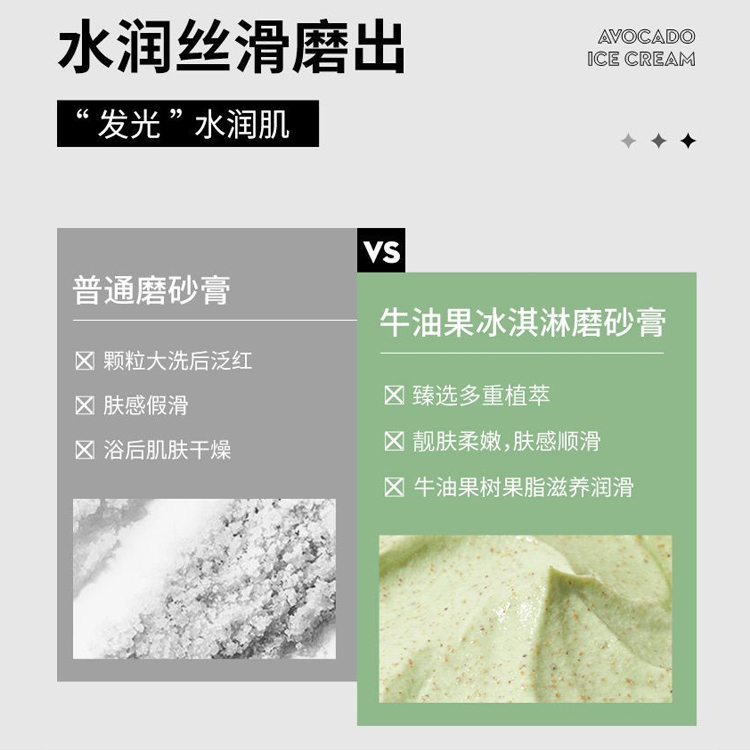 牛油果冰淇淋身體磨砂膏